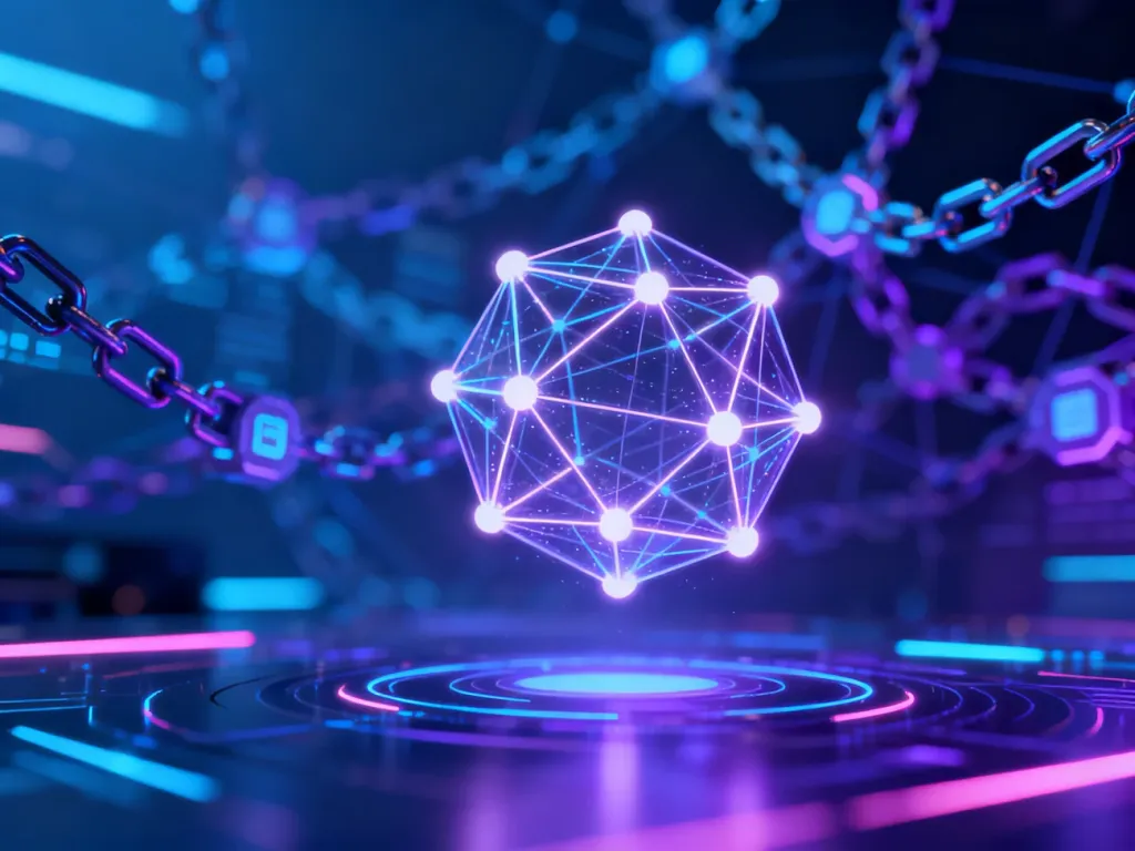 Futurystyczna wizualizacja cyfrowego węzła sieciowego, symbolizująca zdecentralizowaną strukturę platformy Origin.